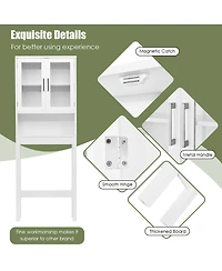 Sugift Over the Toilet Storage Cabinet Bathroom Space Saver with Tempered Glass Door