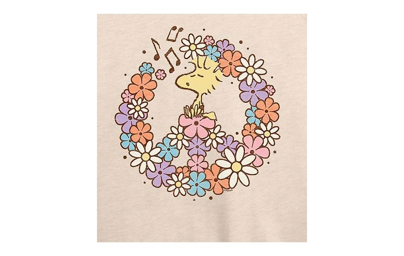 Hybrid Apparel Woodstock Floral Peace Sign Plus Graphic Pullover