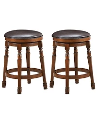 Set of 2 24-Inch Swivel Leather Padded Bar Dining Stools
