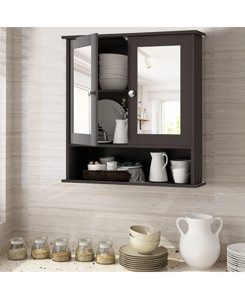 Sugift Bathroom Wall Mount Mirror Cabinet Organizer