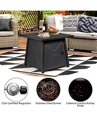 Costway 30'' Square Propane Gas Fire Pit Table 50,000 Btu W/ Waterproof Cover
