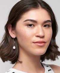 Adornia Gold Freshwater Cultivated Pearl Wire 1.5" Hoop Earrings