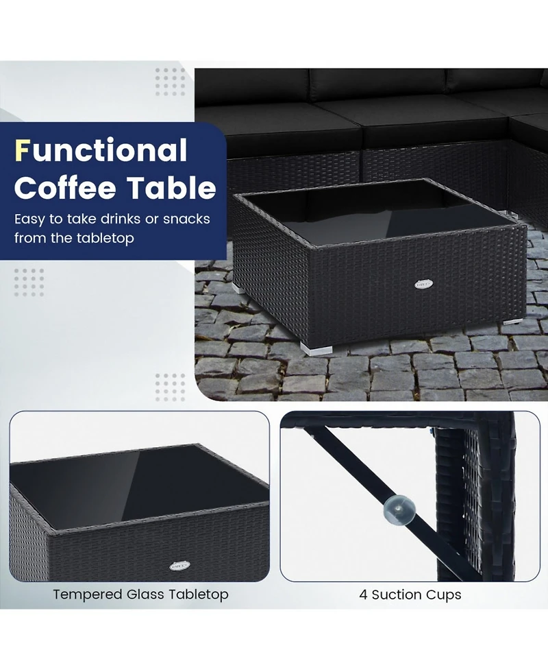 Sugift 10 Piece Outdoor Wicker Conversation Set with Seat and Back Cushions