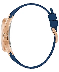 Bulova Women's Marc Anthony Curv Diamond Accent Blue Silicone Strap Watch 41mm