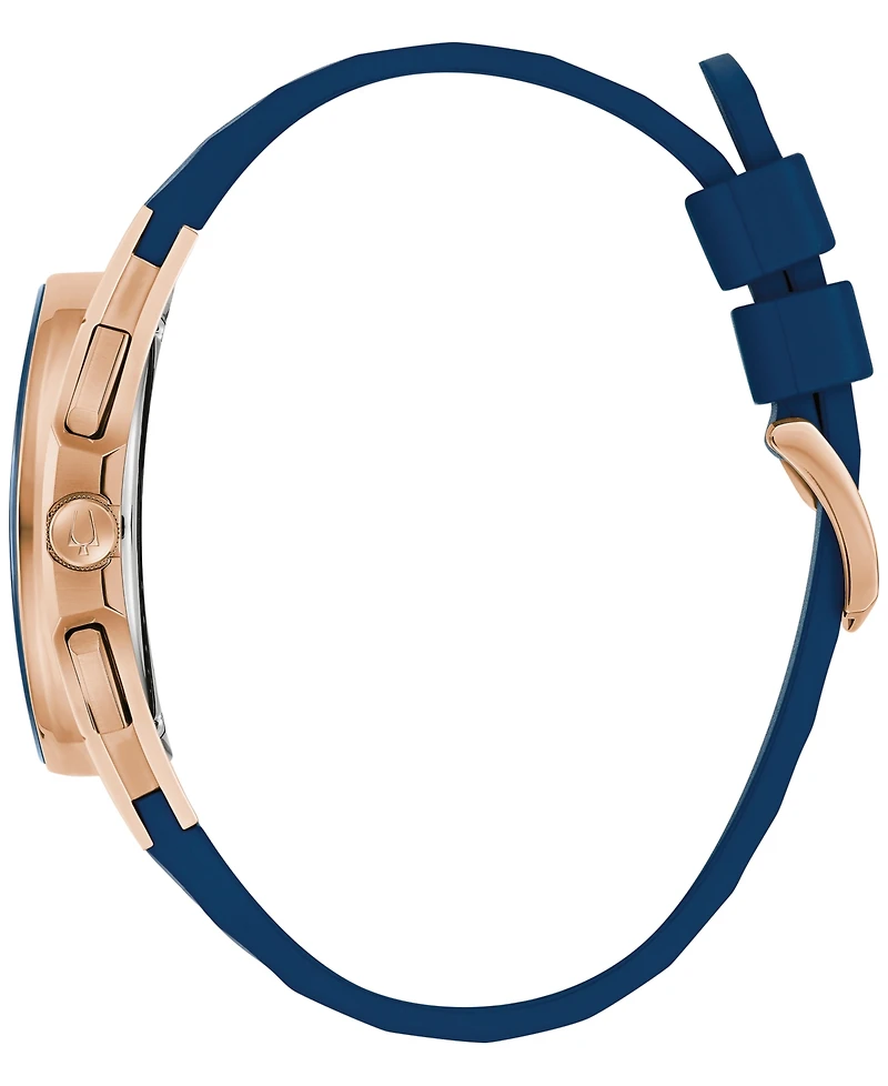 Bulova Men's Chronograph Marc Anthony Curv Blue Epdm Rubber Strap Watch 44mm