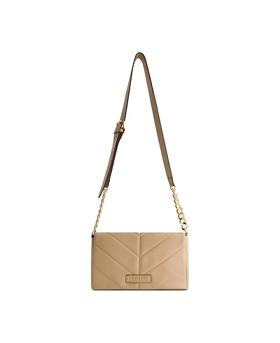 True Religion Quilted Logo Plaque Flap Bag