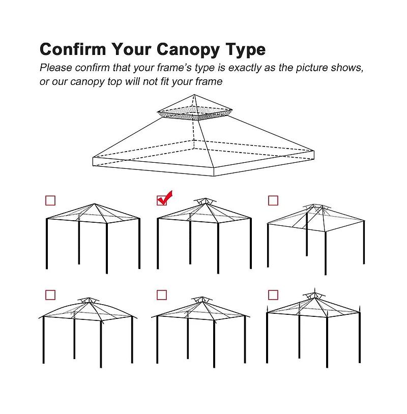 117"x117" Canopy Top Replacement Y00397T07 Ivory for Smaller 10'x10' Dual-Tier Gazebo Cover Patio Garden Outdoor