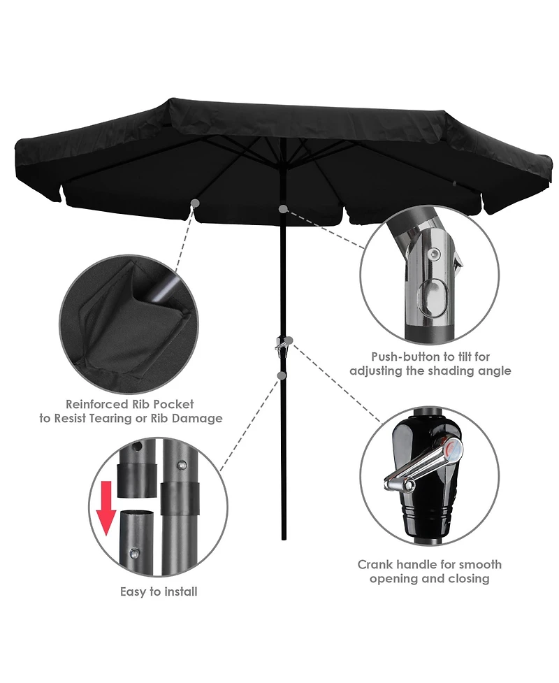 8 Rib Outdoor Patio Umbrella Market Crank Tilt Button Sunshade Backyard