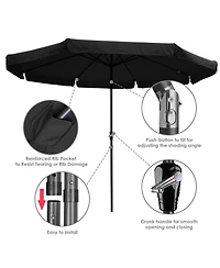 8 Rib Outdoor Patio Umbrella Market Crank Tilt Button Sunshade Backyard