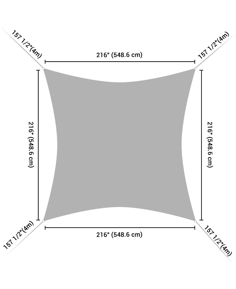 18x18 Ft 97% Uv Block Square Sun Shade Sail Hdpe Canopy Patio Backyard Pool Lawn