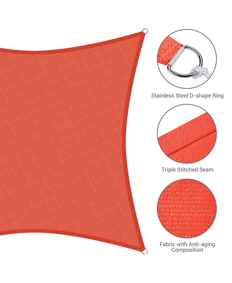12x12 Ft 97% Uv Block Square Sun Shade Sail Heavy Duty Hdpe Canopy Patio Lawn