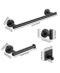 Aquaterior 5-Piece Bathroom Hardware Set Stainless Steel Towel Bar Toilet Paper Holder Hook