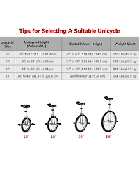 Yescom 18 In Wheel Outdoor Unicycle Skid-proof Tire Fitness Bicycle Balance Training for Adults Teenagers Kids