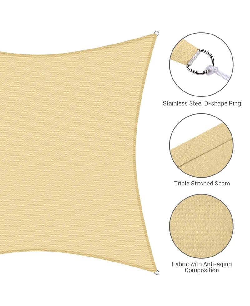 Yescom 16x16 Ft 97% Uv Block Square Sun Shade Sail Canopy Outdoor Patio Yard Poolside