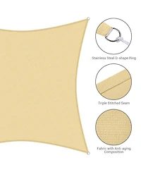 Yescom 16x16 Ft 97% Uv Block Square Sun Shade Sail Canopy Outdoor Patio Yard Poolside