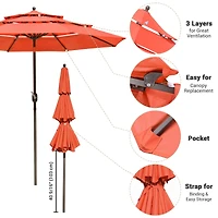 10 Ft 3 Tier Patio Umbrella with Protective Cover Crank Push to Tilt Hotel