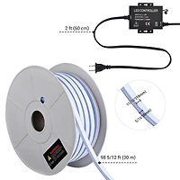 DELight 100FT/30m Rgb Led Strip Neon Rope Lights with App & Remote Control, IP65 Ac 110V Waterproof Music Sync Flexible Dimmable Cuttable SMD3535 Led