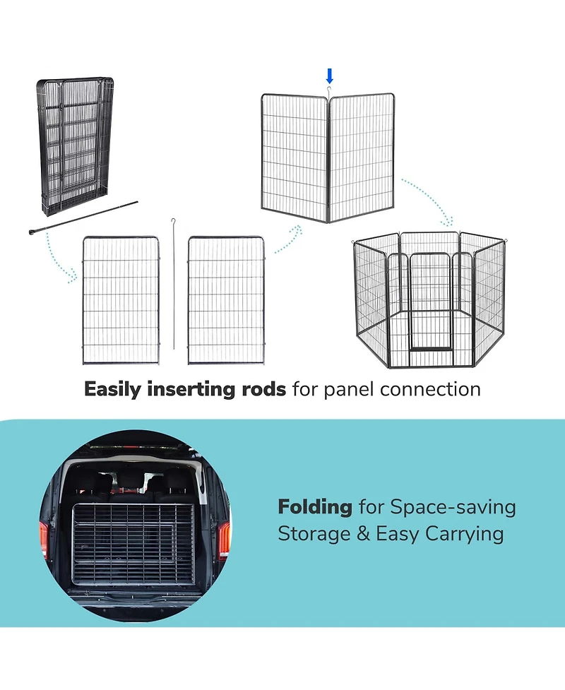Yescom Heavy Duty Pet Playpen 6 Panel 28"x47" Dog Playpen Pet Pen Exercise Kennel Rv Camping Barrier Fence Cage for Small Medium Large Dogs