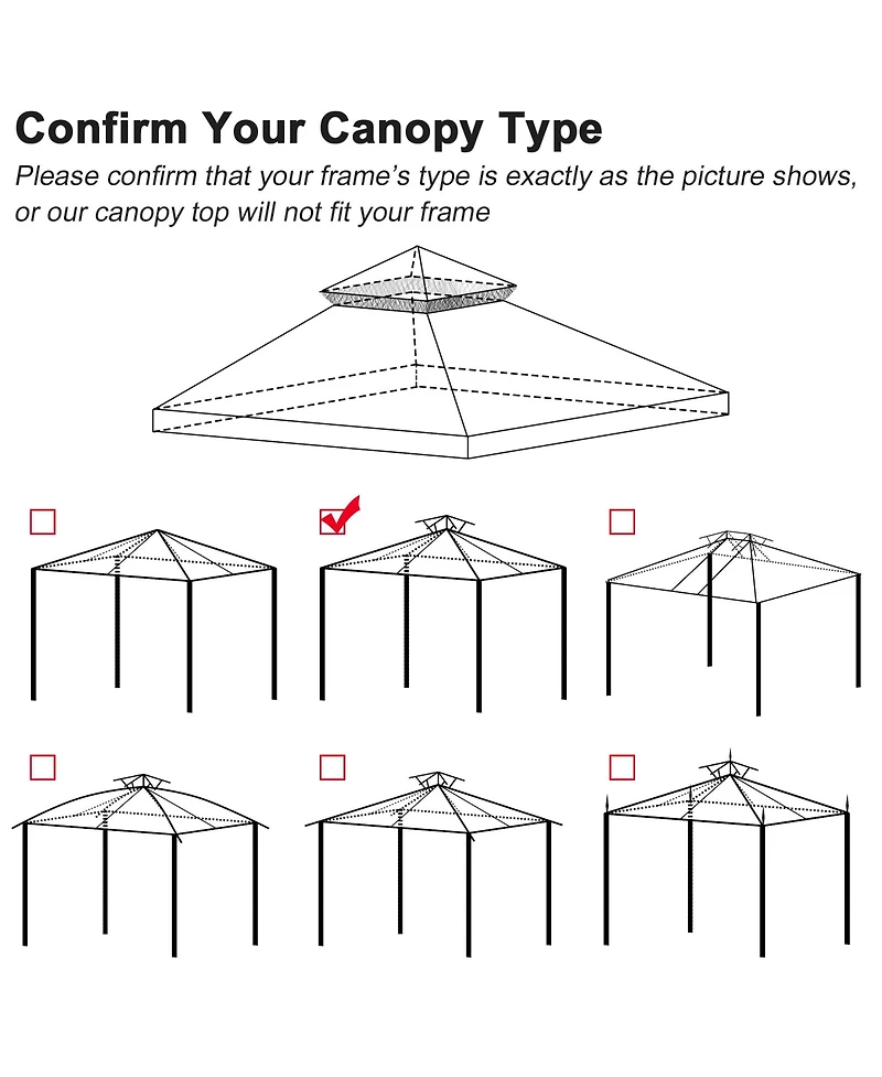 Yescom 10x10 Ft 2-Tier Canopy Top Replacement for Petpvilit Gazebo Outdoor Patio Cover