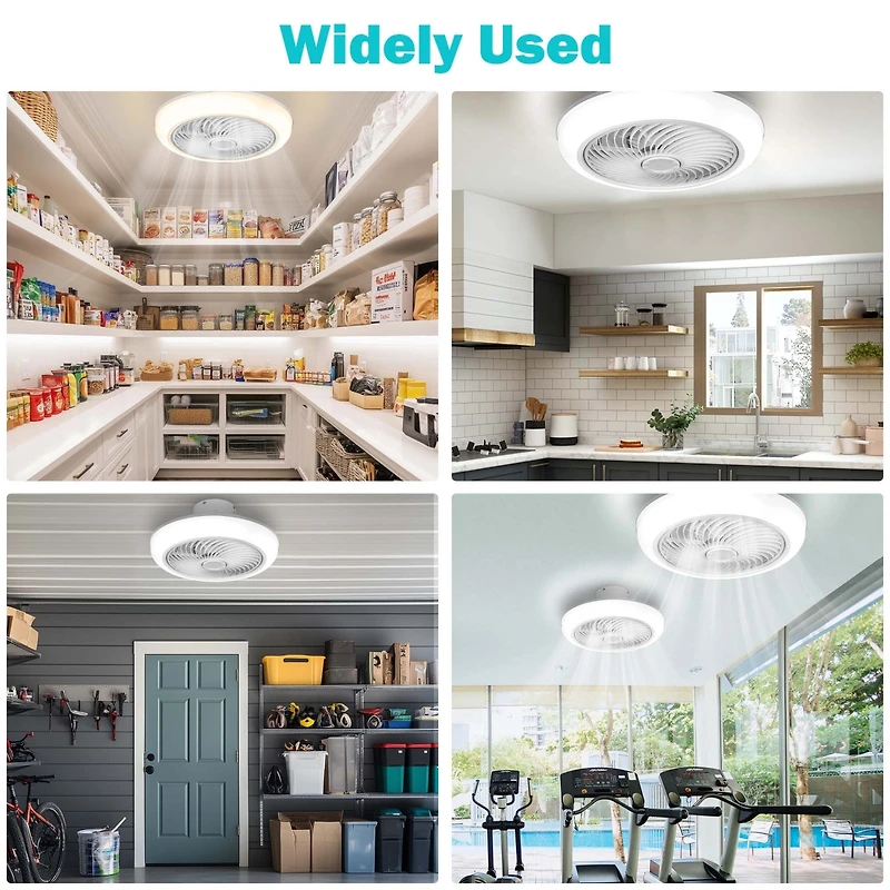 DELight 18" Enclosed Ceiling Fan with Light App Control Dimmable Led Lamp for Bedroom