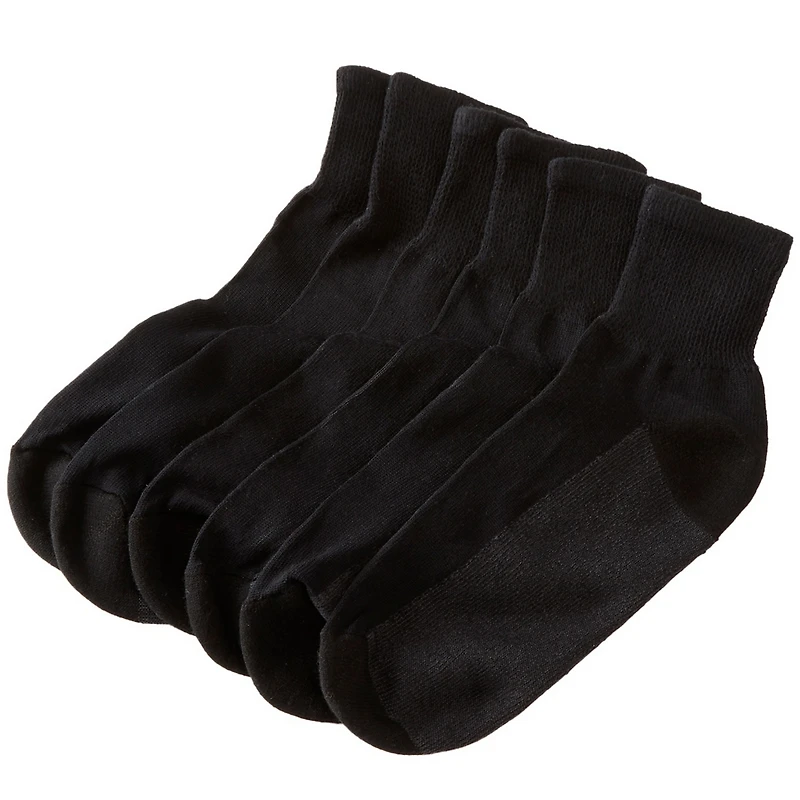 KingSize Big & Tall 1/4" Length Cushioned Crew 6 Pack Socks
