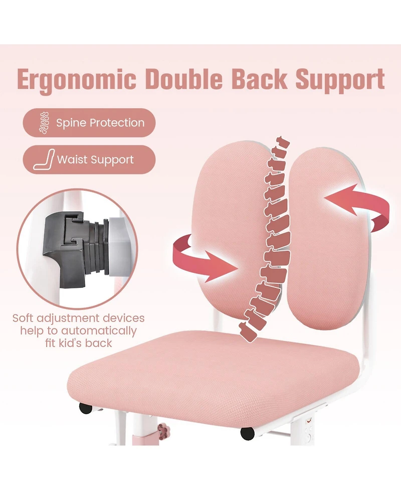 Slickblue Ergonomic Height-adjustable Kids Study Chair with Double Back Support