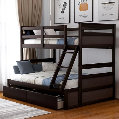 Simplie Fun Twin Over Full Bunk Bed With Storage