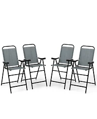 Slickblue Patio Folding Bar Stool Set of 4 with Metal Frame and Footrest