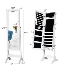 Sugift Lockable Mirrored Jewelry Cabinet Armoire Storage Organizer Box