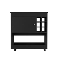 Fm Furniture Texas Bar Cart, One Cabinet, Six Bottle Cubbies, Four Casters