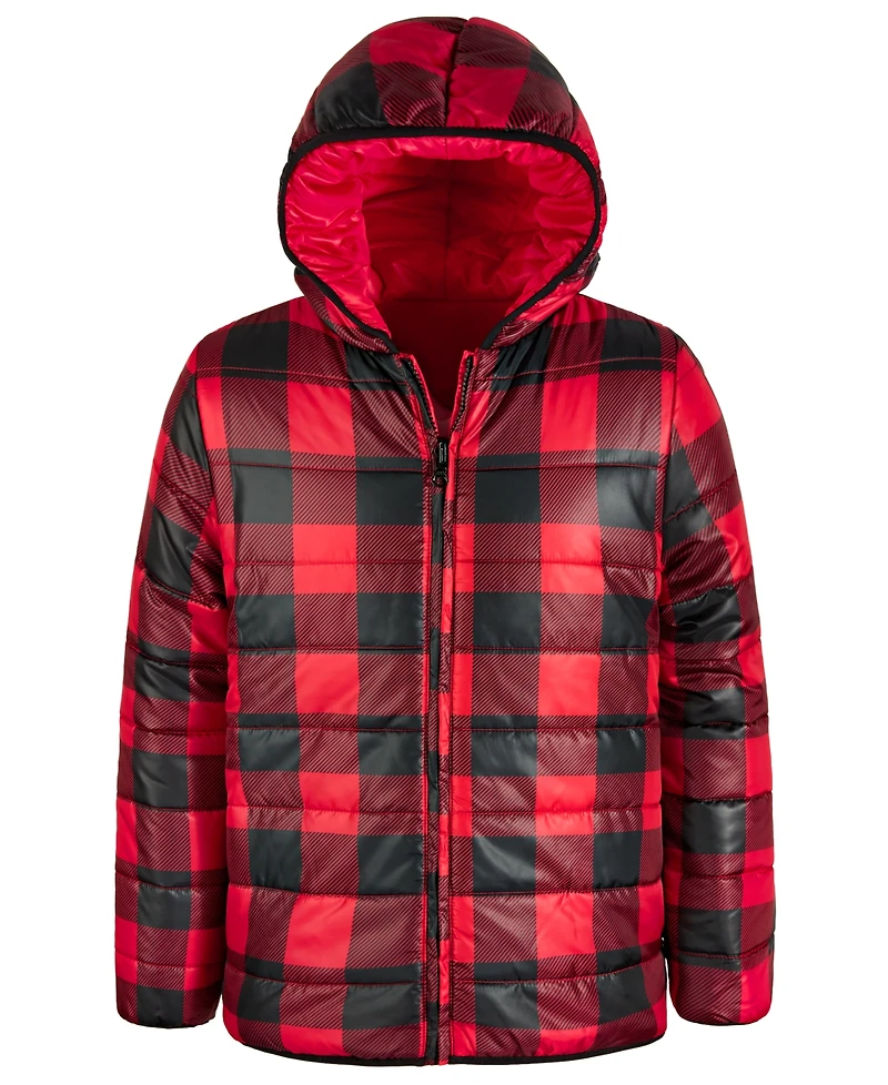 Epic Threads Little & Big Boys Buffalo Plaid Reversible Hooded Puffer Jacket, Created for Macy's