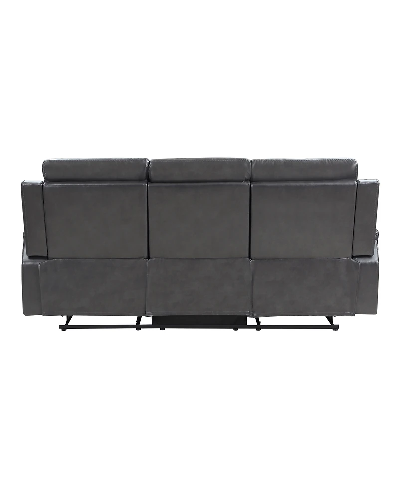 Homelegance White Label Wallstone 82" Double Reclining Sofa with Drop-Down Cup Holder