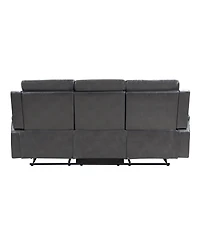 Homelegance White Label Wallstone 82" Double Reclining Sofa with Drop-Down Cup Holder