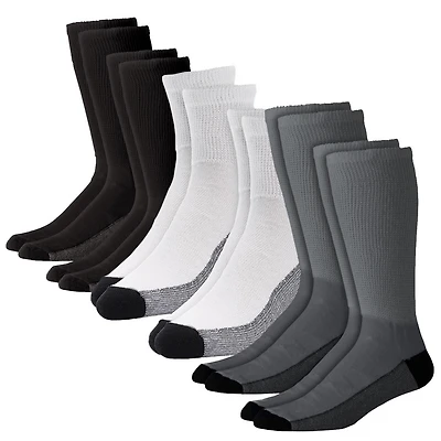 KingSize Big & Tall 1/4" Length Cushioned Crew 6 Pack Socks
