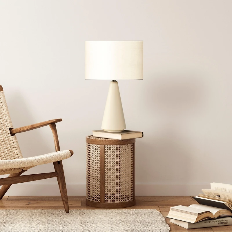 Nathaniel 20" Cement Led Table Lamp with Cream Drum Shade