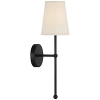 Possini Euro Design Elena Modern Wall Light Sconce Matte Black Metal Hardwire 6" Fixture Cream Linen Shade for Bedroom Reading Living Room House