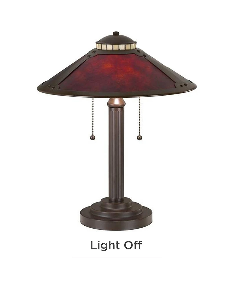 Robert Louis Tiffany Mica Mission Desk Lamp 18 1/2" High Oil Rubbed Bronze Natural Mica Shade for Bedroom Living Room Bedside Nightstand Kids Fam