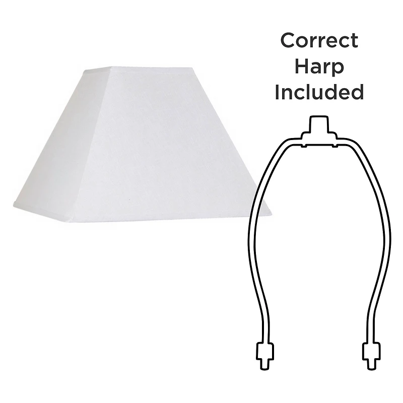 Springcrest Set of 2 Square Lamp Shades White Large 7" Top x 17" Bottom x 13" Slant Spider with Replacement Harp and Finial Fitting