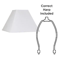 Springcrest Set of 2 Square Lamp Shades White Large 7" Top x 17" Bottom x 13" Slant Spider with Replacement Harp and Finial Fitting