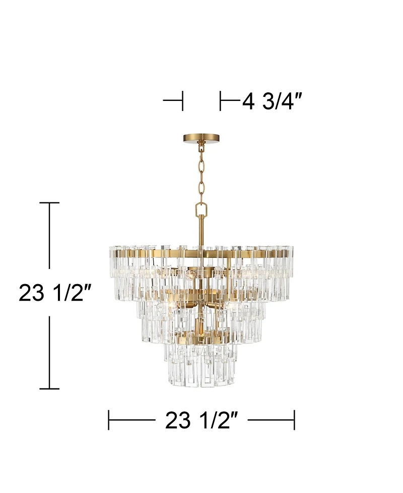 Vienna Full Spectrum Luxum Burnished Brass Chandelier 23 1/2" Wide Modern Tiered Crystal 8-Light Fixture for Dining Room House Foyer Kitchen Isla
