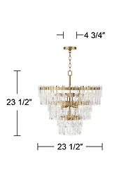 Vienna Full Spectrum Luxum Burnished Brass Chandelier 23 1/2" Wide Modern Tiered Crystal 8-Light Fixture for Dining Room House Foyer Kitchen Isla