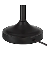 360 Lighting Lynn Modern Industrial Buffet Table Lamps 26" High Set of 2 Dark Bronze Metal Oatmeal Drum Shade for Bedroom Living Room Bedside Off