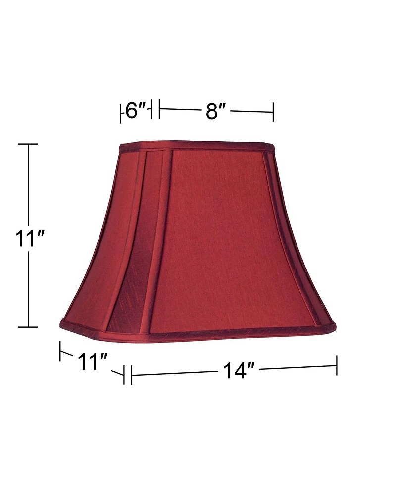 Springcrest Crimson Red Cut-Corner Medium Lamp Shade 8" Wide and 6" Deep at Top x 14" Wide and 11" Deep at Bottom x 11" High