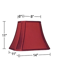 Springcrest Crimson Red Cut-Corner Medium Lamp Shade 8" Wide and 6" Deep at Top x 14" Wide and 11" Deep at Bottom x 11" High