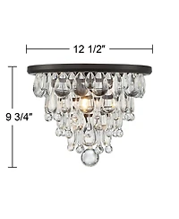 Vienna Full Spectrum Lorraine Modern Ceiling Light Flush Mount Fixture 12 1/2" Wide Bronze Crystal Drops Shade for Bedroom Kitchen Living Room Ha