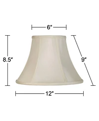 Imperial Shade Creme Small Bell Lamp Shade 6" Top x 12" Bottom x 9" Slant x 8.5" High (Spider) Replacement with Harp and Finial