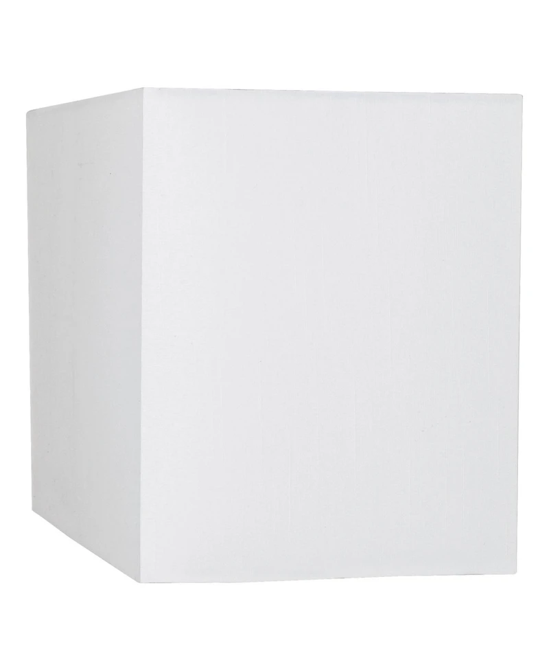 Springcrest White Medium Rectangular Hardback Lamp Shade 16" Wide x 8" Deep x 10" High (Spider) Replacement with Harp and Finial