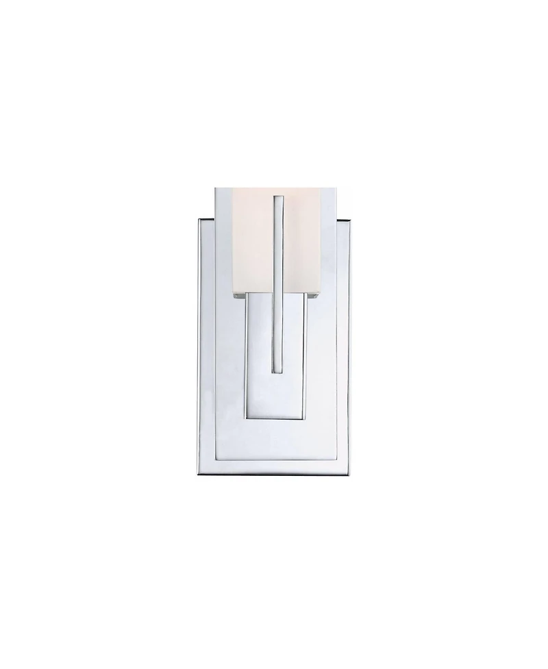 Possini Euro Design Midtown Modern Wall Light Sconce Chrome Hardwire 4 1/2" Fixture Rectangular White Glass for Bedroom Bathroom Vanity Reading H