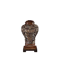 Barnes and Ivy Leafwork Vase 32 1/2" Tall Large Traditional End Table Lamp Brown Wood Finish Tan Rectangular Shade Living Room