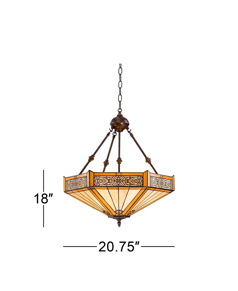 Stratford Bronze Pendant Chandelier Lighting 20 3/4" Wide Farmhouse Rustic Art Glass 3-Light Fixture for Dining Room Living House Home Foyer Kitc